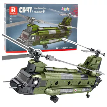 LEAN TOYS Ehitusklotside komplekt Sõjaväehelikopter CH-47 Chinook 1451 tk