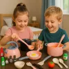 LEAN TOYS Köögikomplekt Potid Toiduvalmistamise Tarvikud Roosa 32 tk
