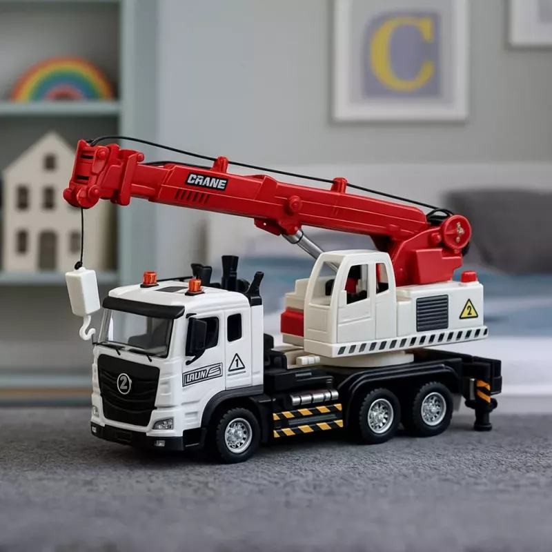 LEAN TOYS Veok kraanaga, metallkabiin, reguleeritav nool, valgus- ja helisüsteem