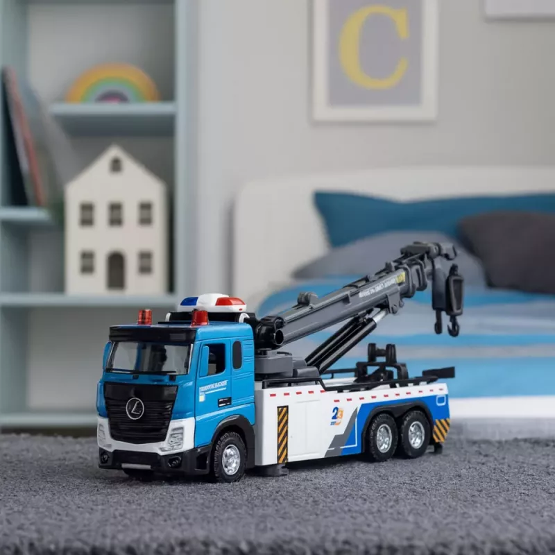 LEAN TOYS Veok Poomveok Pukseerimisauto Metallkabiin Tuled Helid