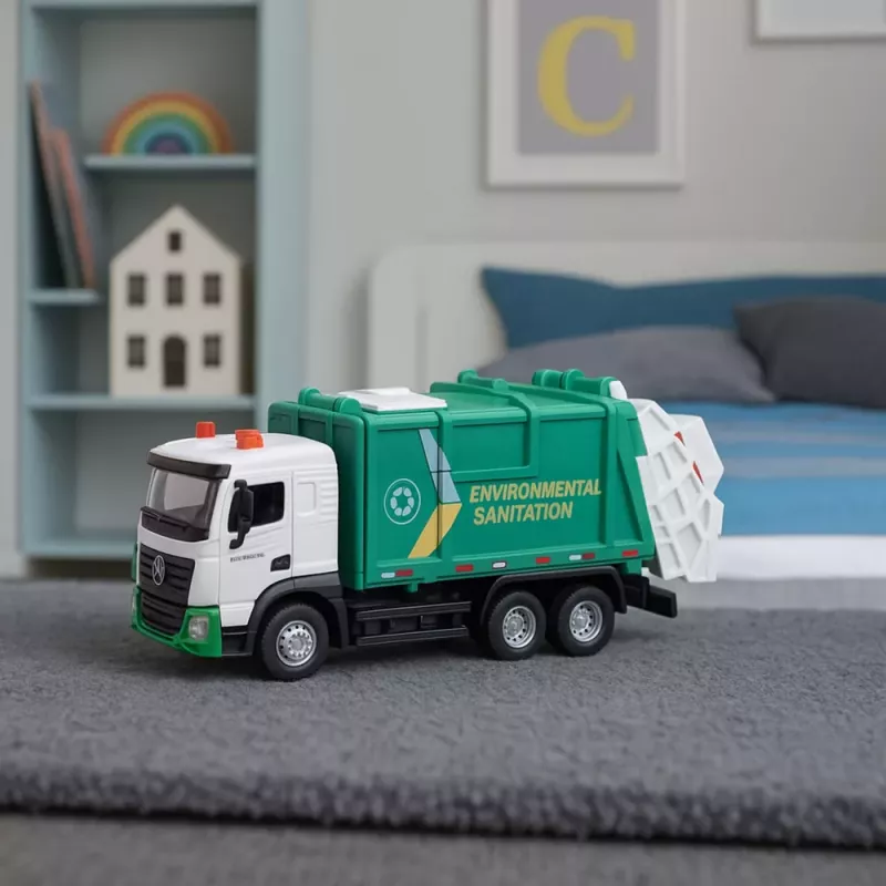 LEAN TOYS Prügiauto Lastele Metallkabiin Konteiner Heled Helid Roheline