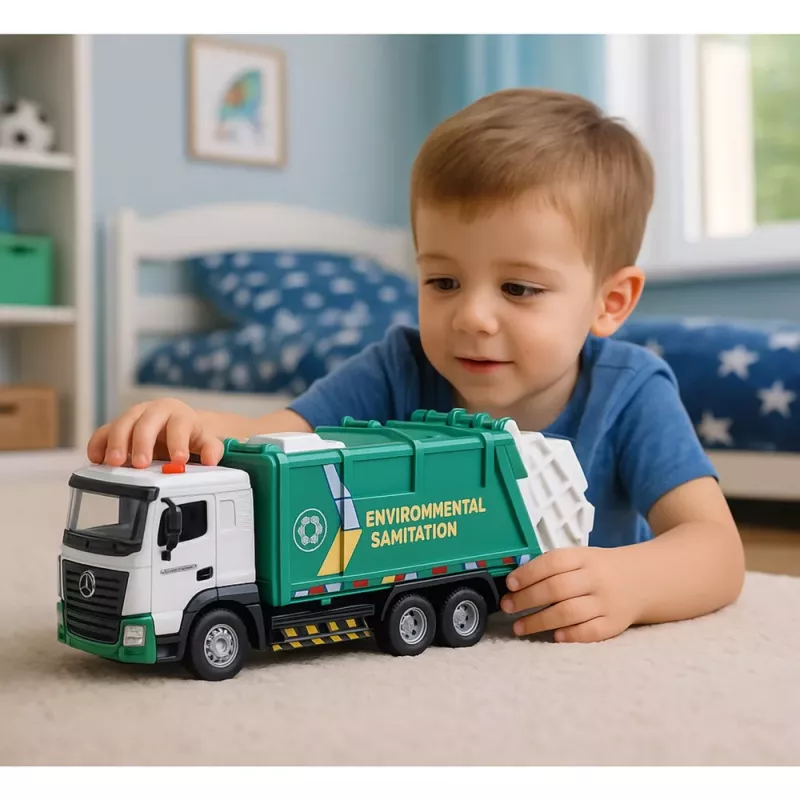 LEAN TOYS Prügiauto Lastele Metallkabiin Konteiner Heled Helid Roheline