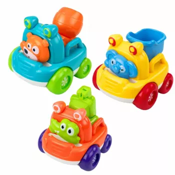 LEAN TOYS Ehitusmasinate komplekt loomadega väikelastele Värviline 3 tk