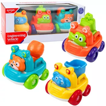 LEAN TOYS Ehitusmasinate komplekt loomadega väikelastele Värviline 3 tk