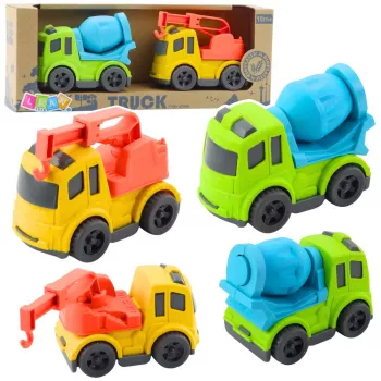 LEAN TOYS Ehitusmasinate Komplekt: Autod, Betoonisegisti, Konksuga Veok, BIOPlastik