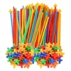 LEAN TOYS Straws 3D 4D Construction Blocks in a Box, Colorful, 1000 pcs.