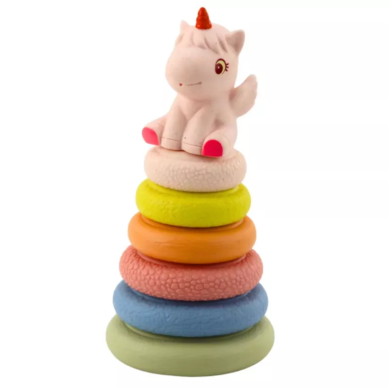 LEAN TOYS Soft Sensory Pyramid Unicorn Rubber ECO Colorful