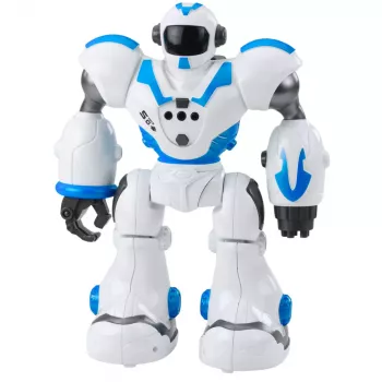 LEAN TOYS Interaktiivne kaugjuhitav robot RC 16 funktsiooni tulede ja helidega sinine