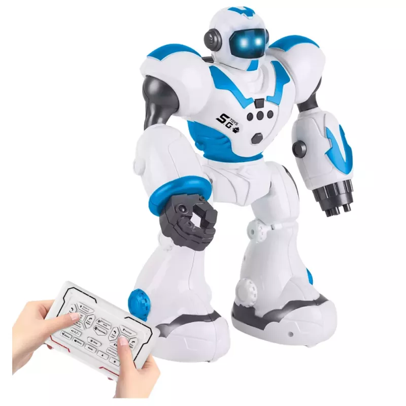 LEAN TOYS Interaktiivne kaugjuhitav robot RC 16 funktsiooni tulede ja helidega sinine