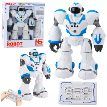 LEAN TOYS Interaktiivne kaugjuhitav robot RC 16 funktsiooni tulede ja helidega sinine