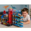 LEAN TOYS Parkimismaja autodega, 4-tasandiline rada, 8 metallist sõidukit, kleebised