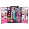 LEAN TOYS Pink Wardrobe Set for Dolls, Dresses, Shoes, Accessories