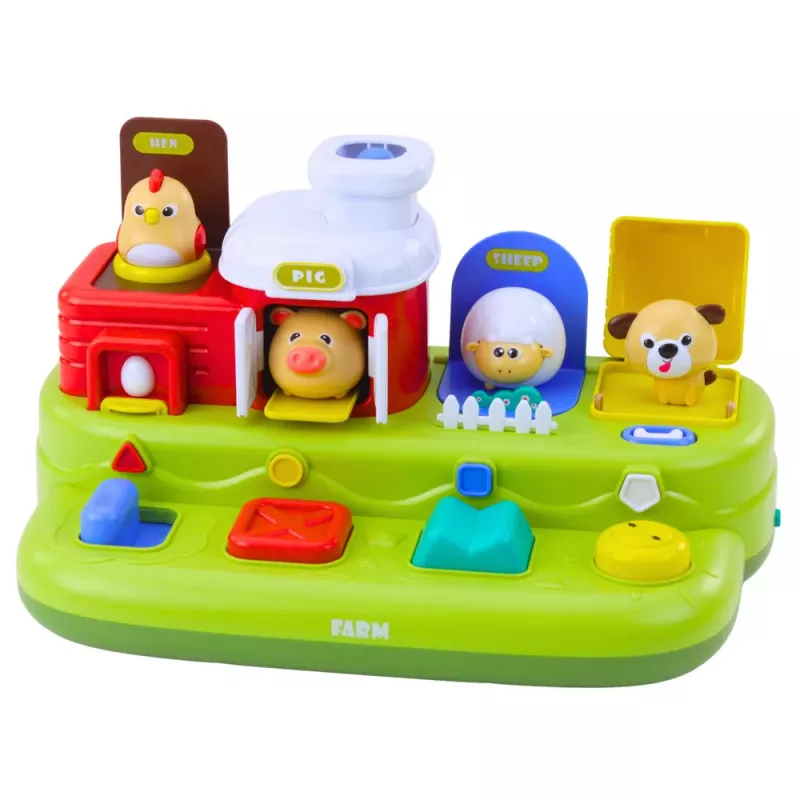 LEAN TOYS Interaktiivne õppemänguasi väikelastele - Pop-Up Animals Farm