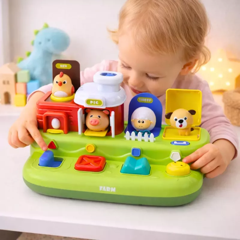 LEAN TOYS Interaktiivne õppemänguasi väikelastele - Pop-Up Animals Farm