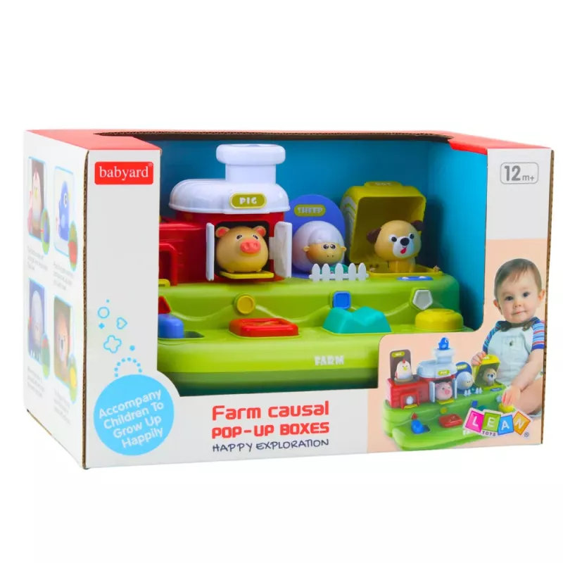 LEAN TOYS Interaktiivne õppemänguasi väikelastele - Pop-Up Animals Farm