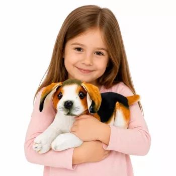 LEAN TOYS Plush Beagle Dog, Stuffed Animal, Soft Dog, 25 cm