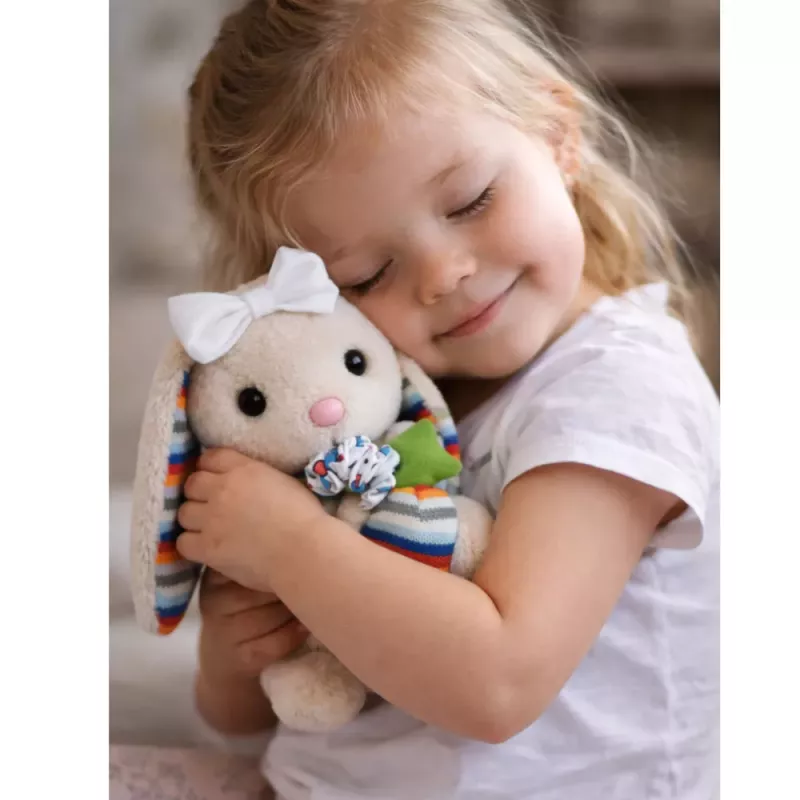 LEAN TOYS Pehme plüüsist jänku muusikakarp kaisumaskott beež