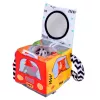 LEAN TOYS Pehme sensoorne kuubik peegli, autode ja liiklusmärkidega väikelastele