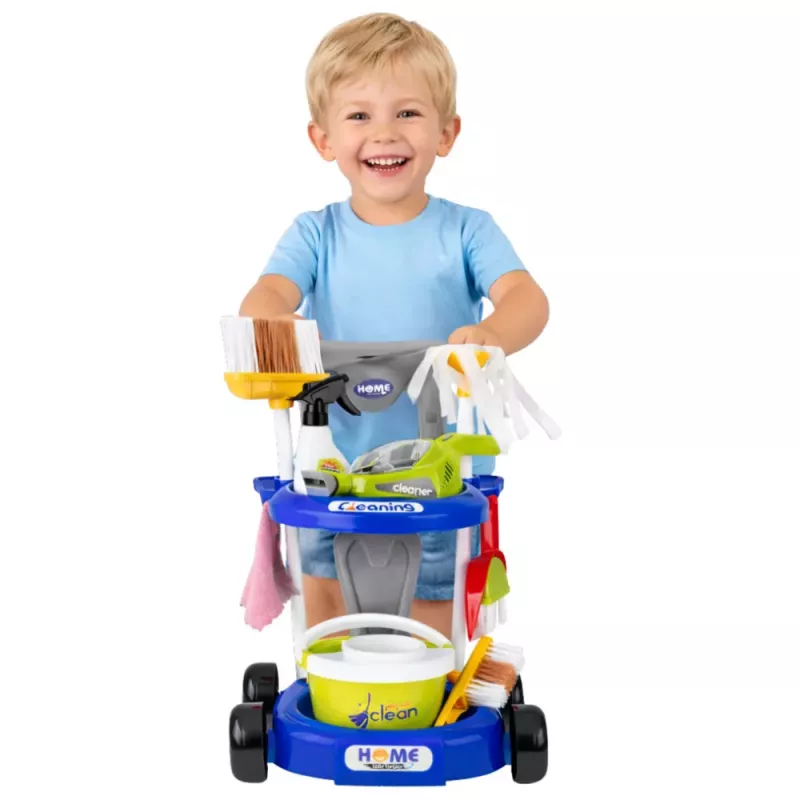 LEAN TOYS Laste koristuskomplekt käruga interaktiivne tolmuimeja aksessuaarid