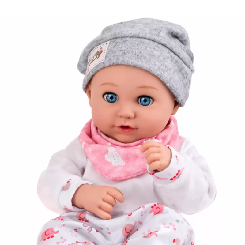 LEAN TOYS Beebinukk koos toitmistarvikute, põlle ja mütsiga, 28 cm
