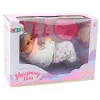 LEAN TOYS Beebinukk koos toitmistarvikute, põlle ja mütsiga, 28 cm