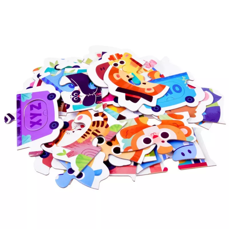 LEAN TOYS Õppepusle Väikelastele Täherong Loomadega 40 tk