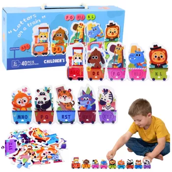 LEAN TOYS Õppepusle Väikelastele Täherong Loomadega 40 tk