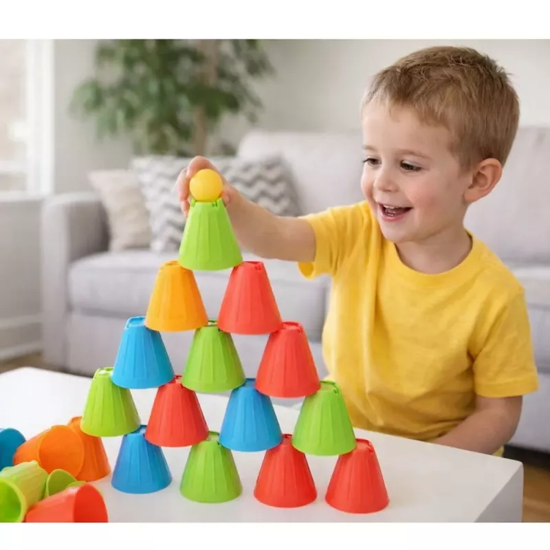 LEAN TOYS Hariduslik Oskusmäng Fast Cups 3in1 Pallid Topsid 38 tk.