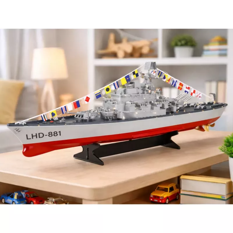LEAN TOYS RC Aircraft Carrier Warship Remote Controlled LED Lighting 1:390