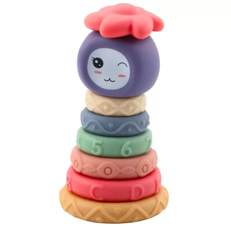 LEAN TOYS Tower of Soft Blocks Sensory Pyramid Colorful 8 pcs