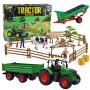 LEAN TOYS Põllumajanduskomplekt traktori, haagise, loomade, talunike ja taluga, 45 osa