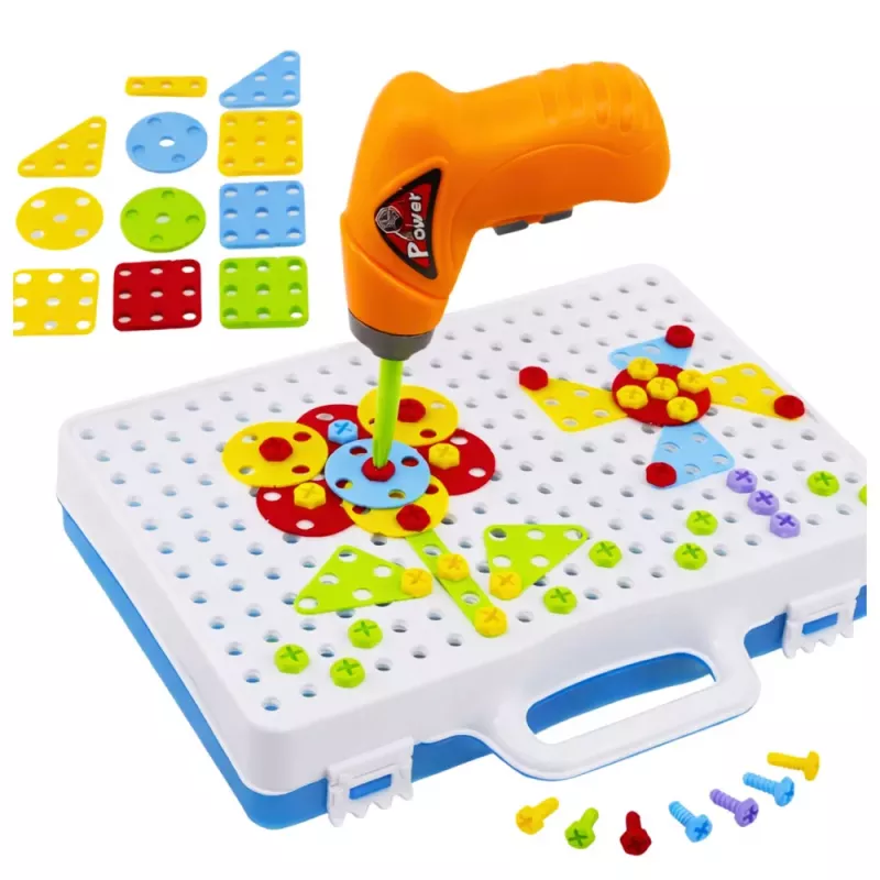LEAN TOYS Hariv puslekomplekt kruvikeerajaga lastele, 151 tk