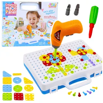 LEAN TOYS Hariv puslekomplekt kruvikeerajaga lastele, 151 tk