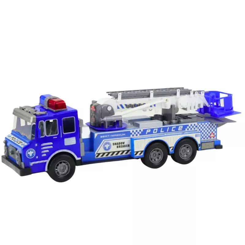 LEAN TOYS Suur politseiauto kujukeste ja kiivri komplekt lastele, sinine