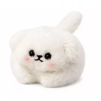 LEAN TOYS Plush White Dog with Wagging Tail and Squeaking Sounds Keychain 9 cm