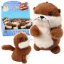 LEAN TOYS Plush Otter with Wiggle Tail and Squeak Sounds Keychain 12.5 cm
