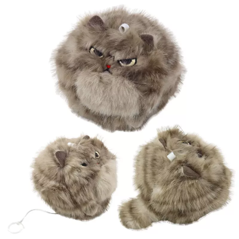 LEAN TOYS Plush Brown Kitten Keychain with Wiggle Tail and Squeaking Sound, 9 cm