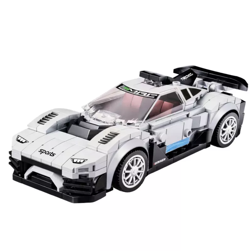 LEAN TOYS Ehitusklotsid Võidusõiduauto Robot 2in1 Valge 320 tk