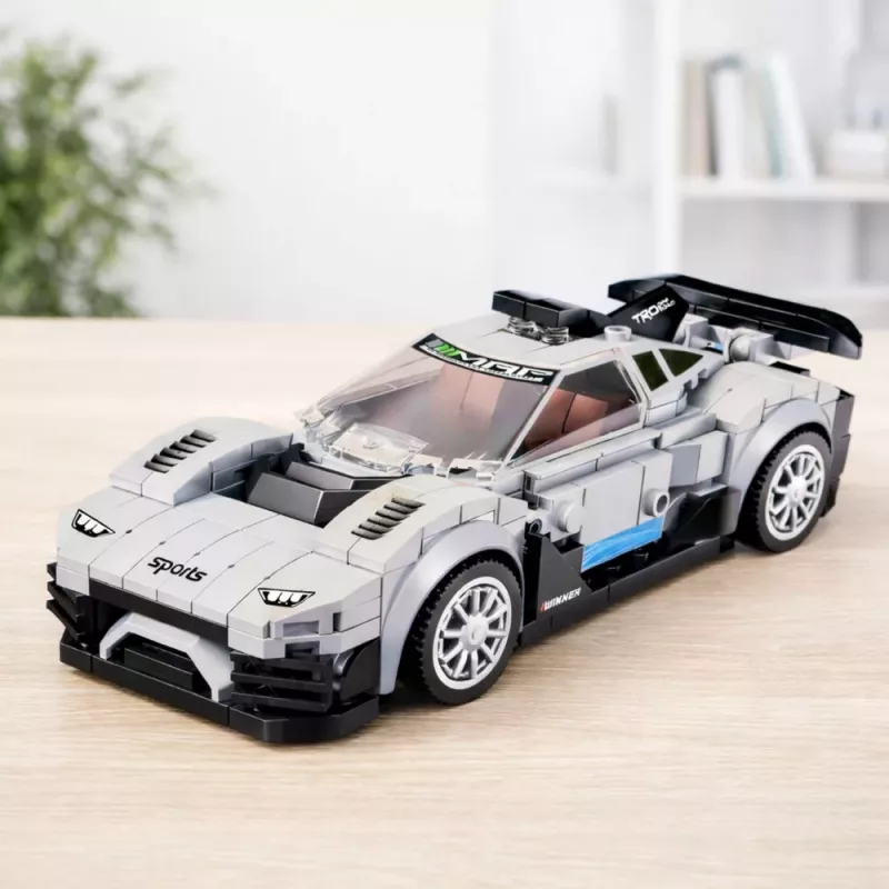 LEAN TOYS Ehitusklotsid Võidusõiduauto Robot 2in1 Valge 320 tk