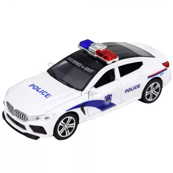 LEAN TOYS Police Car Opening Doors Motorized Lights Sounds White