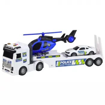 LEAN TOYS Politseiveok, Puksiirveok, Auto, Helikopter, Tuled ja Helid Komplekt