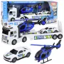 LEAN TOYS Politseiveok, Puksiirveok, Auto, Helikopter, Tuled ja Helid Komplekt