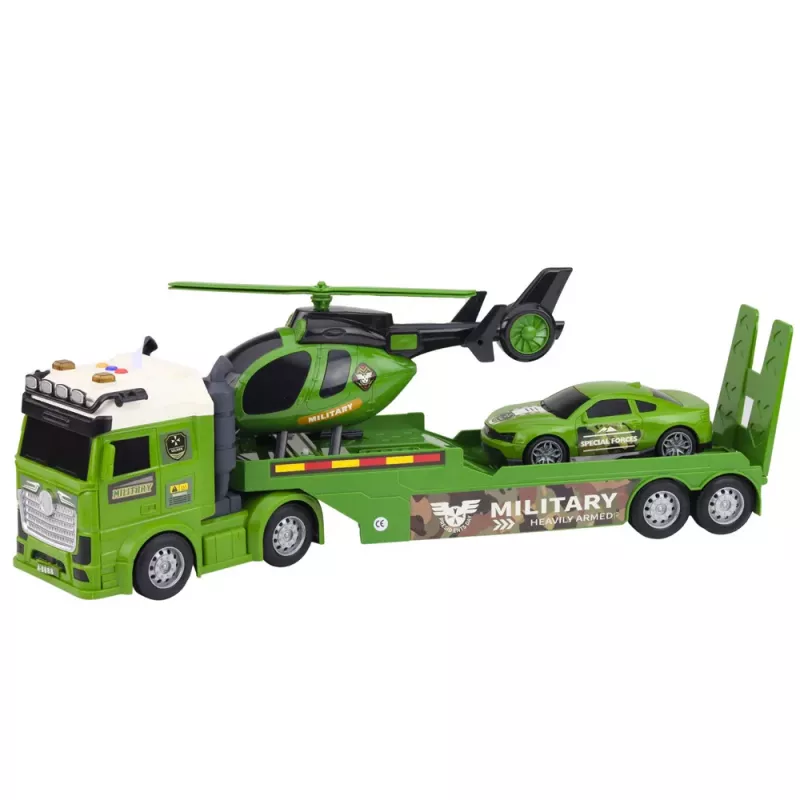 LEAN TOYS Military Set Military Truck Tow Truck Car Helicopter Lights Sound
