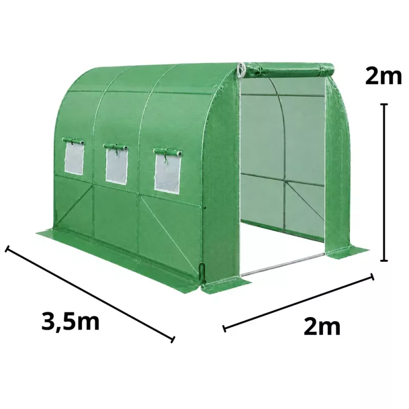 LEAN Kasvuhoone Köögiviljadele, Roheliste UV-akendega, 3,5x2x2M, 7M²