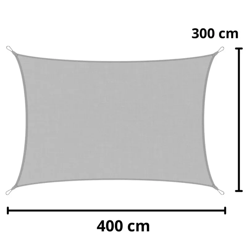 LEAN Ristkülikukujuline Aia Päikesevarju Puri, Veekindel, Hall, 300x400 cm