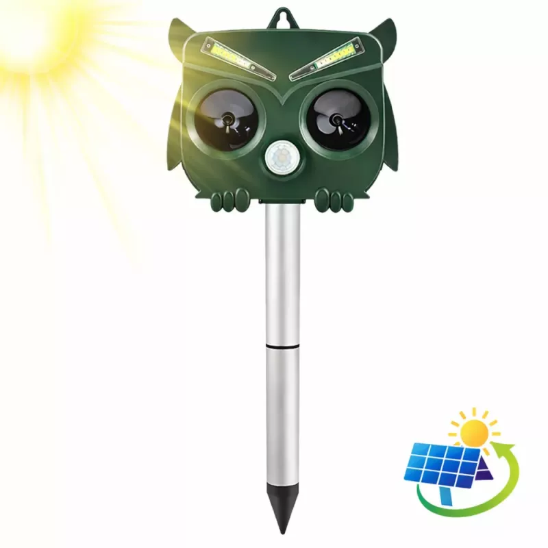 LEAN Solar Owl Animal Repeller Motion Sensor Ultrasound LEDs