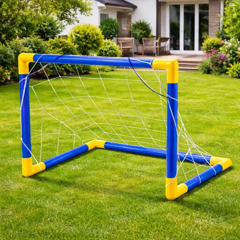 LEAN TOYS Spordikomplekt jalgpalli mängimiseks, jalgpallivärav, pall, pump 62x40cm