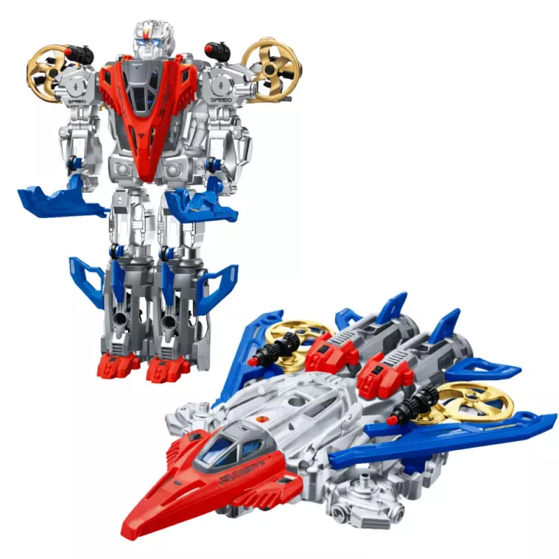 LEAN TOYS Robot Fighter Combat 2 in 1 Lights Sounds Red-Blue 29 pcs.