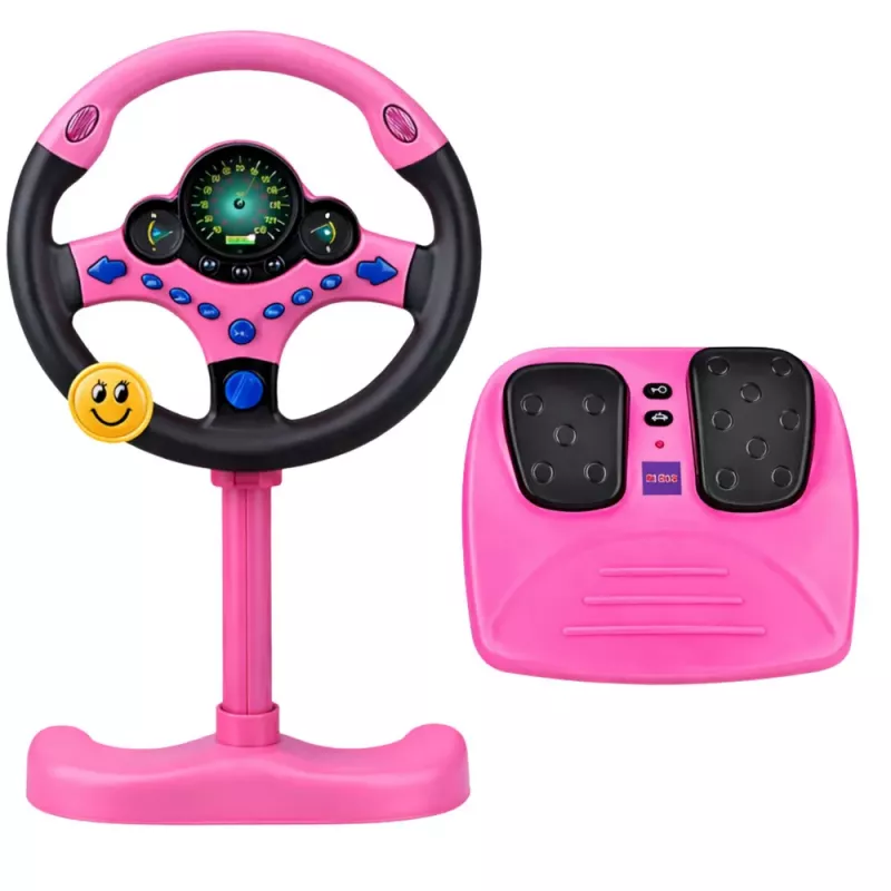 LEAN TOYS Interaktiivne rool alusel koos pedaalide, tulede ja helidega - Roosa