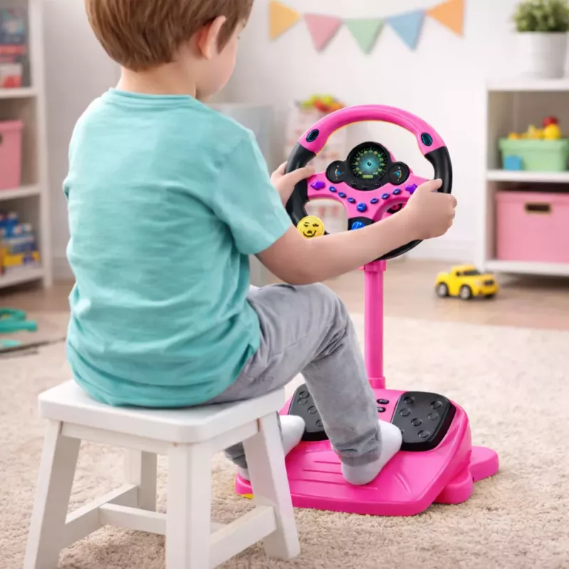 LEAN TOYS Interaktiivne rool alusel koos pedaalide, tulede ja helidega - Roosa